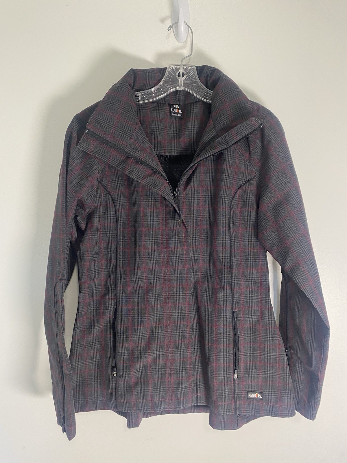 Kerrits Waterproof Riding Jacket Women’s Size Medium Red Gray Plaid Hood EUC Kerrits Waterproof Riding Jacket Women’s Size Medium Red Gray Plaid Hood EUC