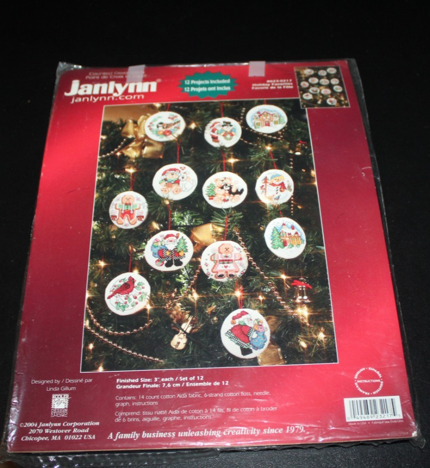 Janlynn Counted Cross Stitch Kit Christmas Ornaments 12 New Opened Kit    AB2=