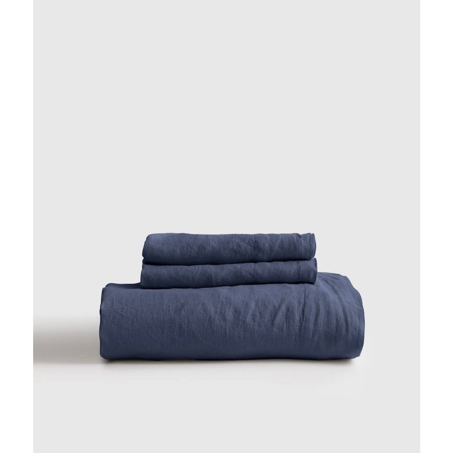 Quince European Linen 3 piece Fittet Sheet Set Full Blue Nigth fall NWOT