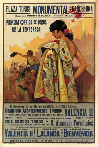 Plaza de Toros Monumental Barcelona 1935 Vintage Bullfight Poster