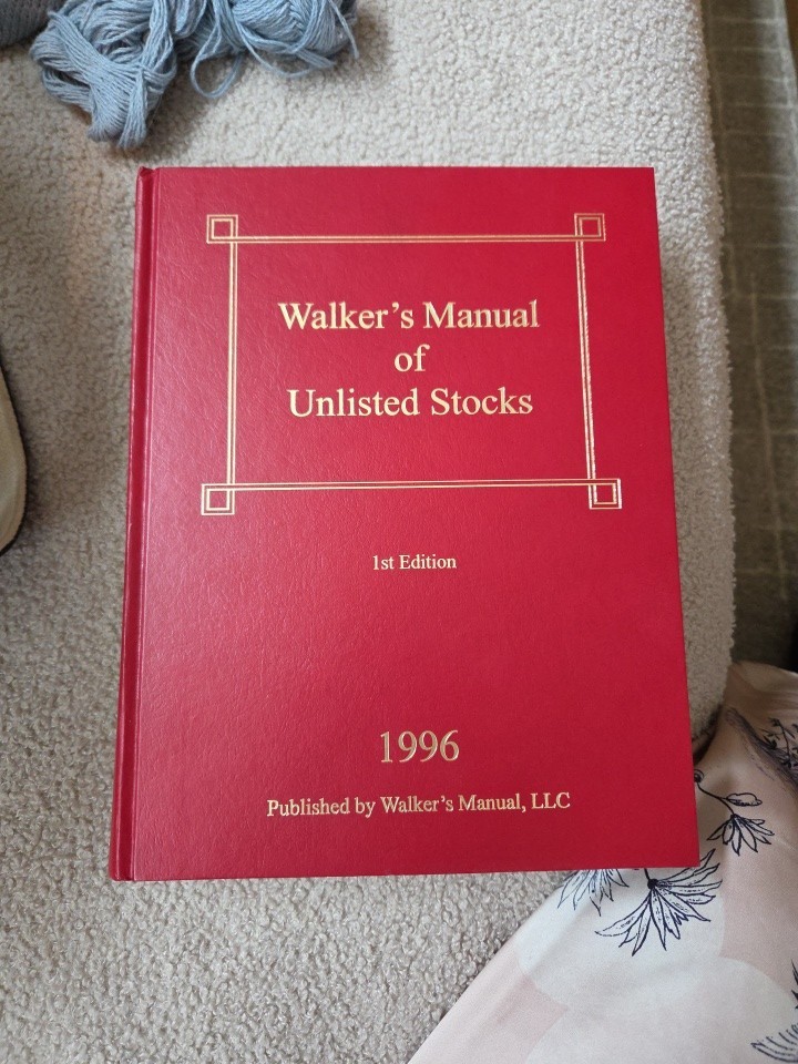 Walker\'s Manual of Unlisted Stocks 1996, 1st Edition | Hardback | ©1996 VGUC
