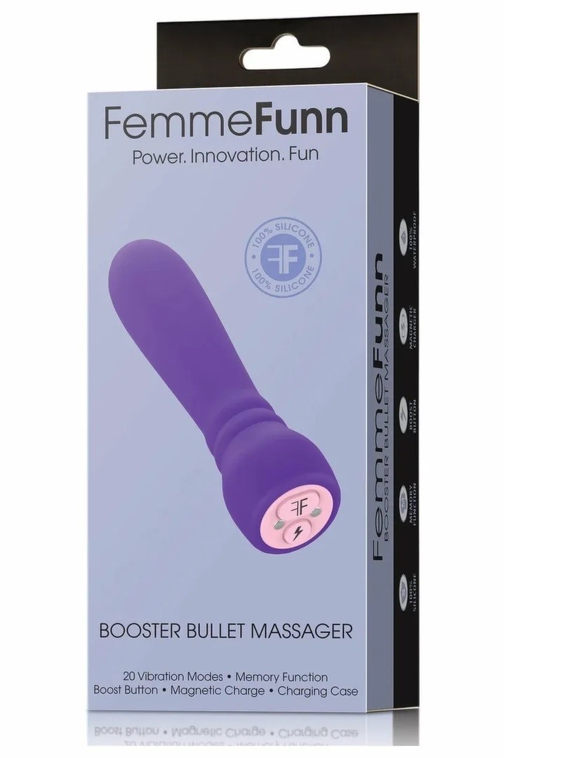 FemmeFunn Booster Bullet Massager Rechargeable 20 Powerful Modes USB Dark Purple