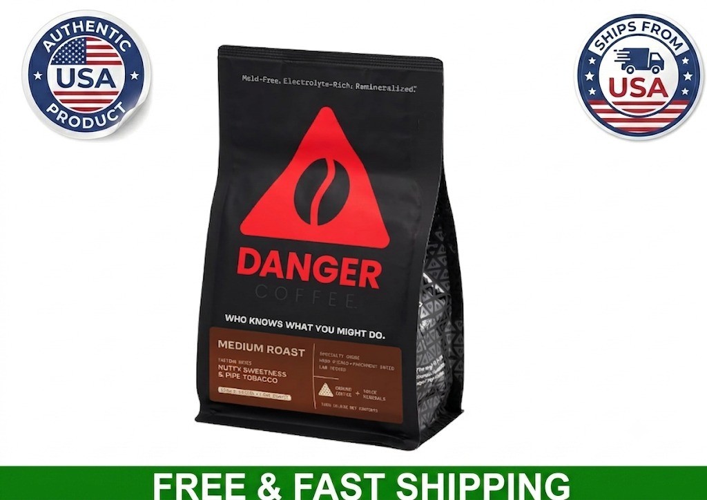 DANGER COFFEE Medium Roast Ground Remineralized Coffee 10.9 OZ ( HAND PICKED ) DANGER COFFEE Medium Roast Ground Remineralized Coffee 10.9 OZ ( HAND PICKED )