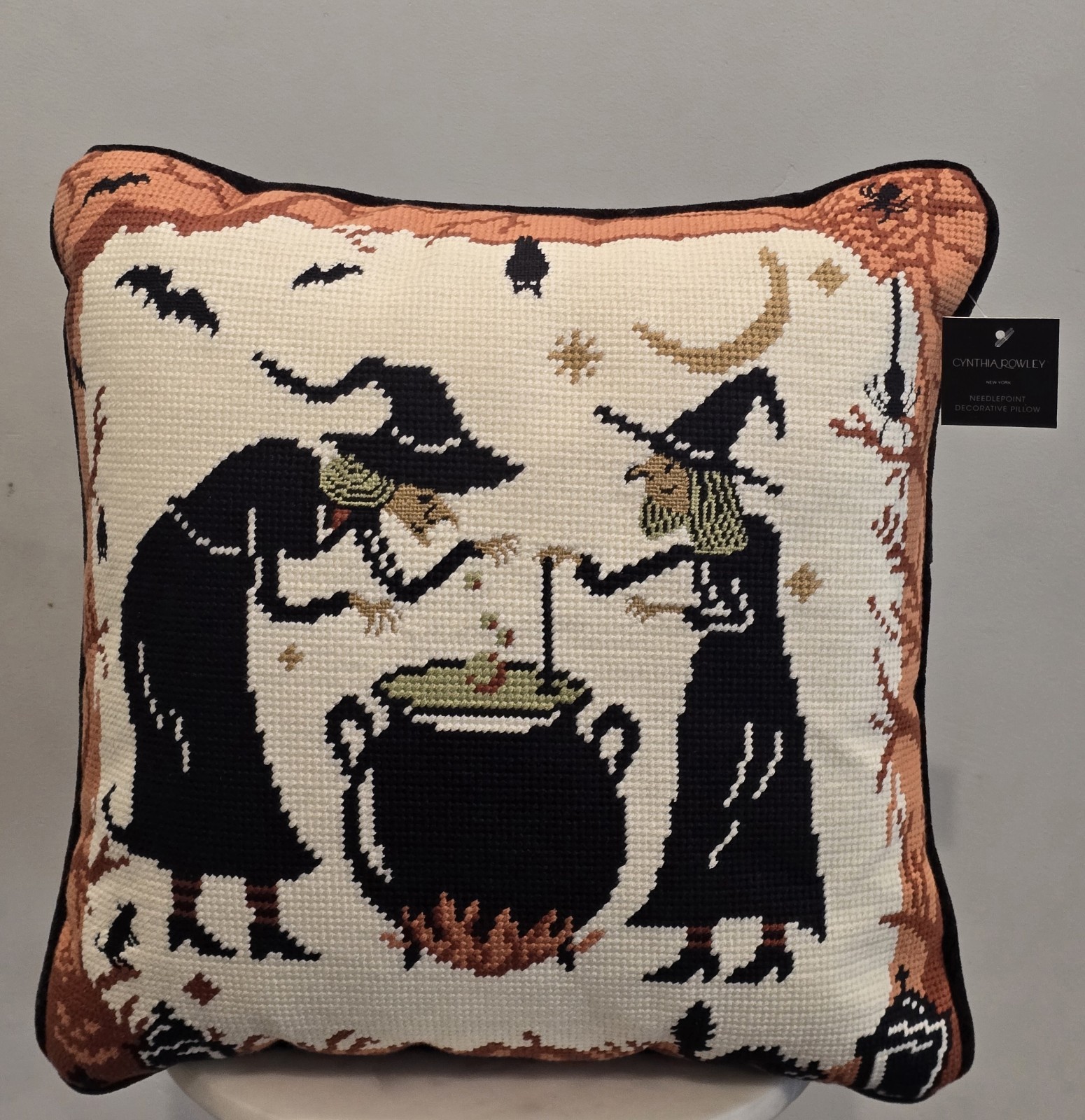 Cynthia Rowley Halloween Needlepoint Witch Decorative Pillow 13x13 NWT Cynthia Rowley Halloween Needlepoint Witch Decorative Pillow 13x13 NWT