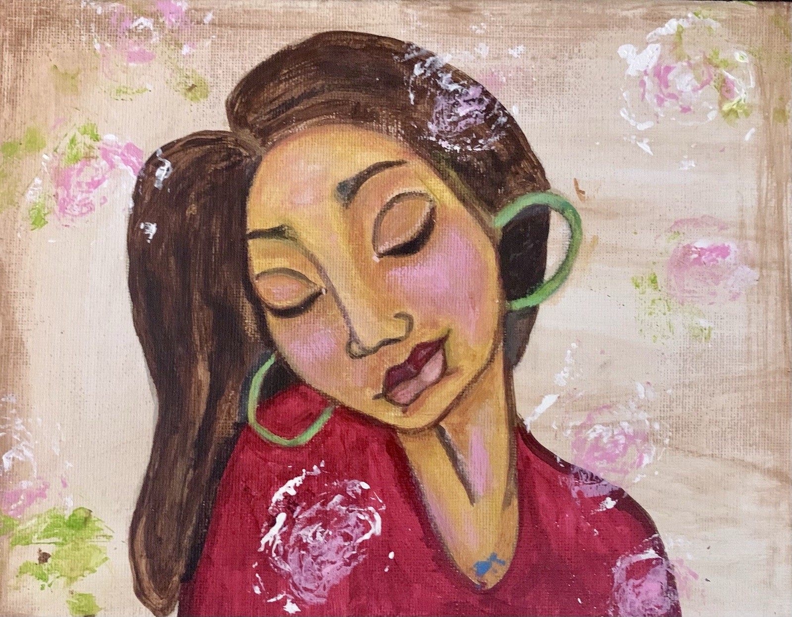 Original 8x10 Modern African American Abstract Portrait Painting on Canvas ART
