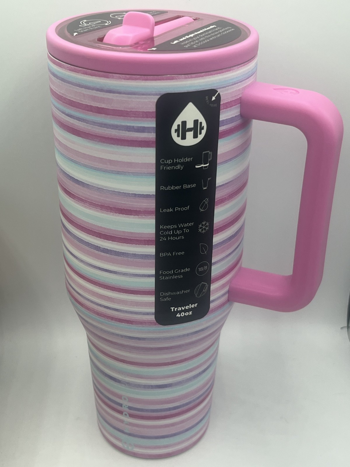Hydrojug Scheels Traveler 40OZ Pink Horizon Striped Swirl Tumbler NWOT Hydrojug Scheels Traveler 40OZ Pink Horizon Striped Swirl Tumbler NWOT