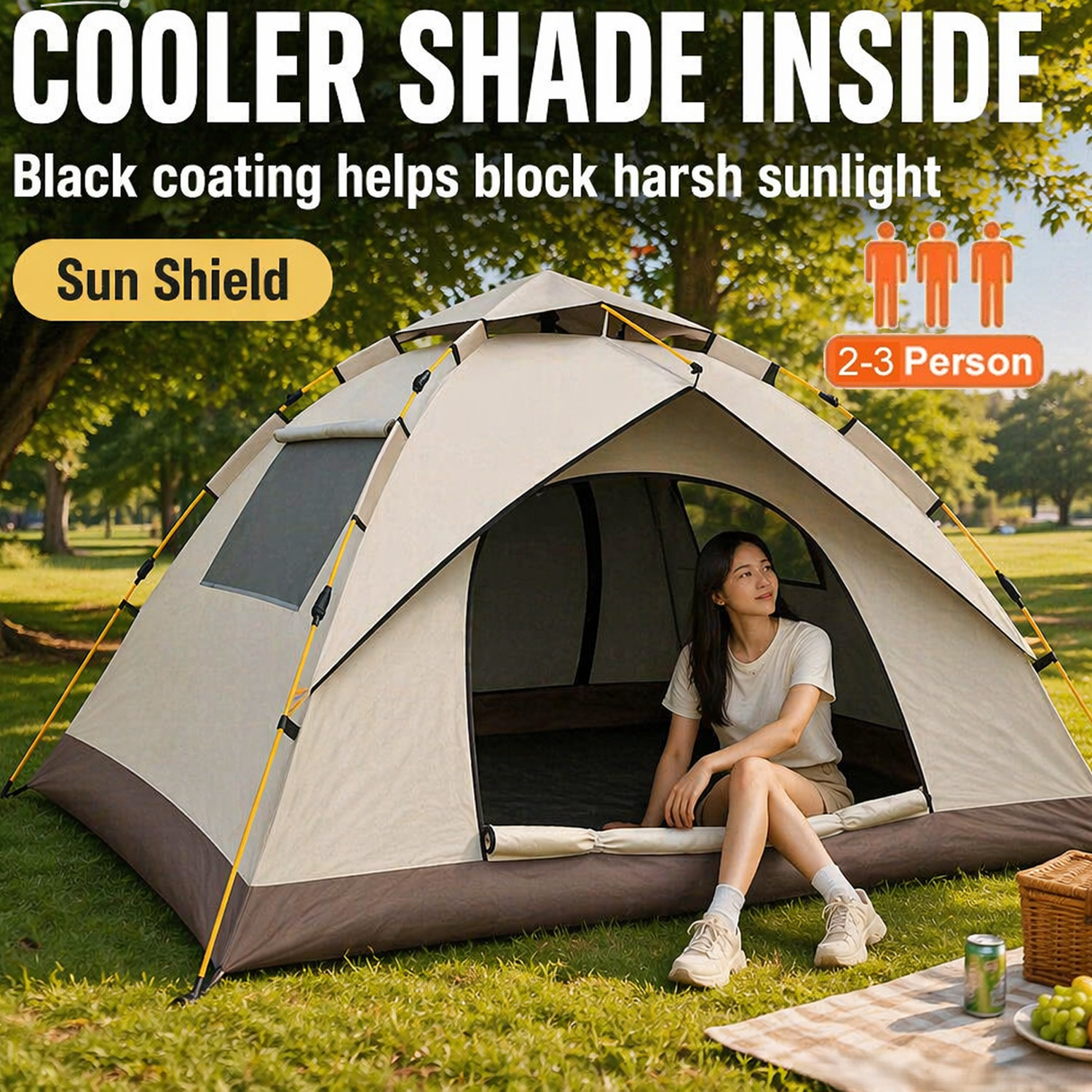 2-3 Person Pop Up Tents Waterproof Windproof Instant Tent for Camping Hiking New