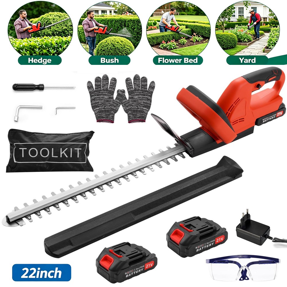 22Inch Cordless Hedge Trimmer Cordless Electric Hedge Trimmer w/2* 24V Battery