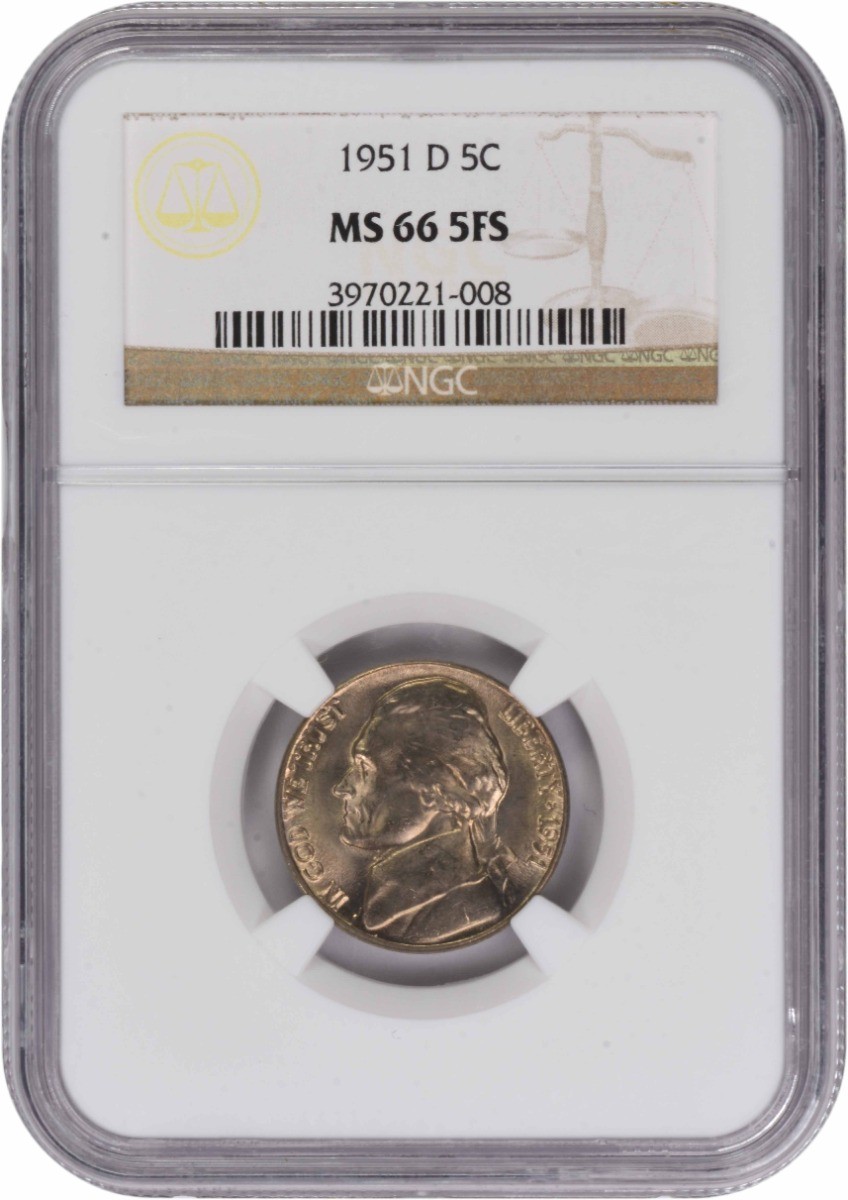 1951-D Jefferson Nickel MS66 5FS NGC