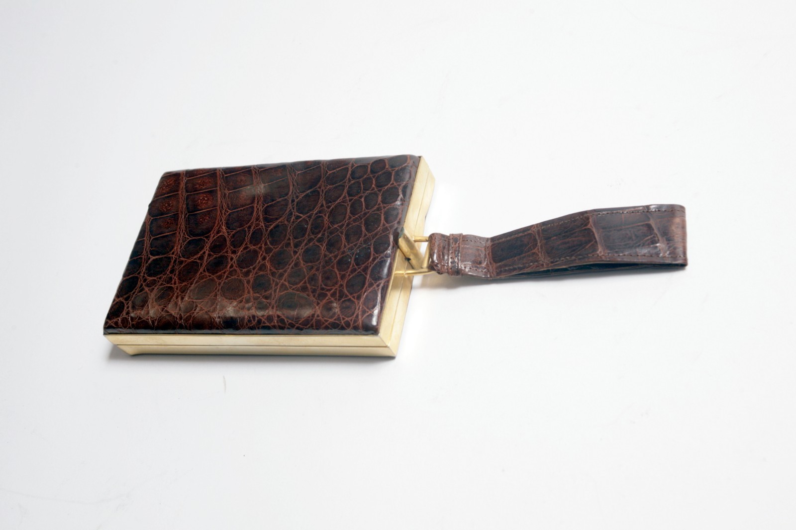 Vintage NOS Industria Argentina Caiman Alligator Powder Compact