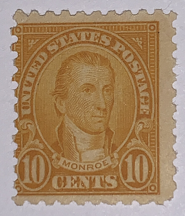 Travelstamps: 1923-1926 US Stamps Scott # 591, 10c Monroe Mint OG LH