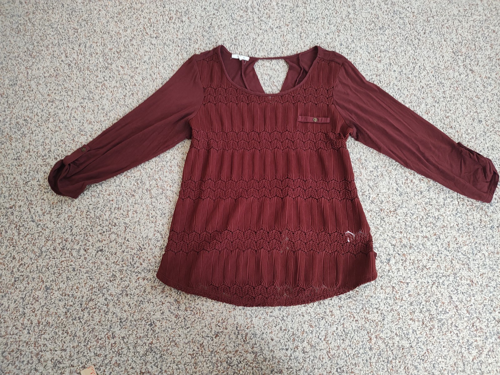 Maurices Women\'s Dark Rust Lace Fashion 3/4 Sleeve Blouse Large Maurices Women\'s Dark Rust Lace Fashion 3/4 Sleeve Blouse Large