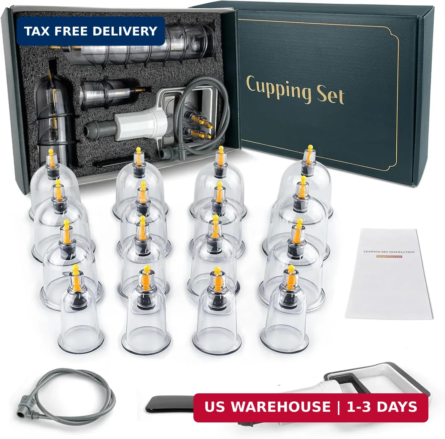DEFUNX Cupping Kit for Massage Therapy - 16 Cups Professional Massage Cups Set w DEFUNX Cupping Kit for Massage Therapy - 16 Cups Professional Massage Cups Set w
