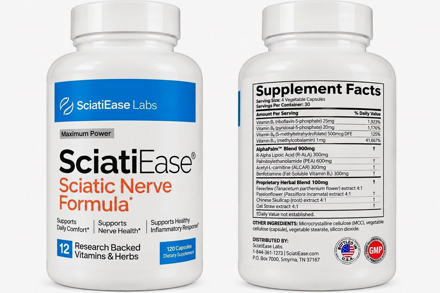 SciatiEase Labs Sciatic Nerve Support Capsules 6 bottles 120 capsules each SciatiEase Labs Sciatic Nerve Support Capsules 6 bottles 120 capsules each