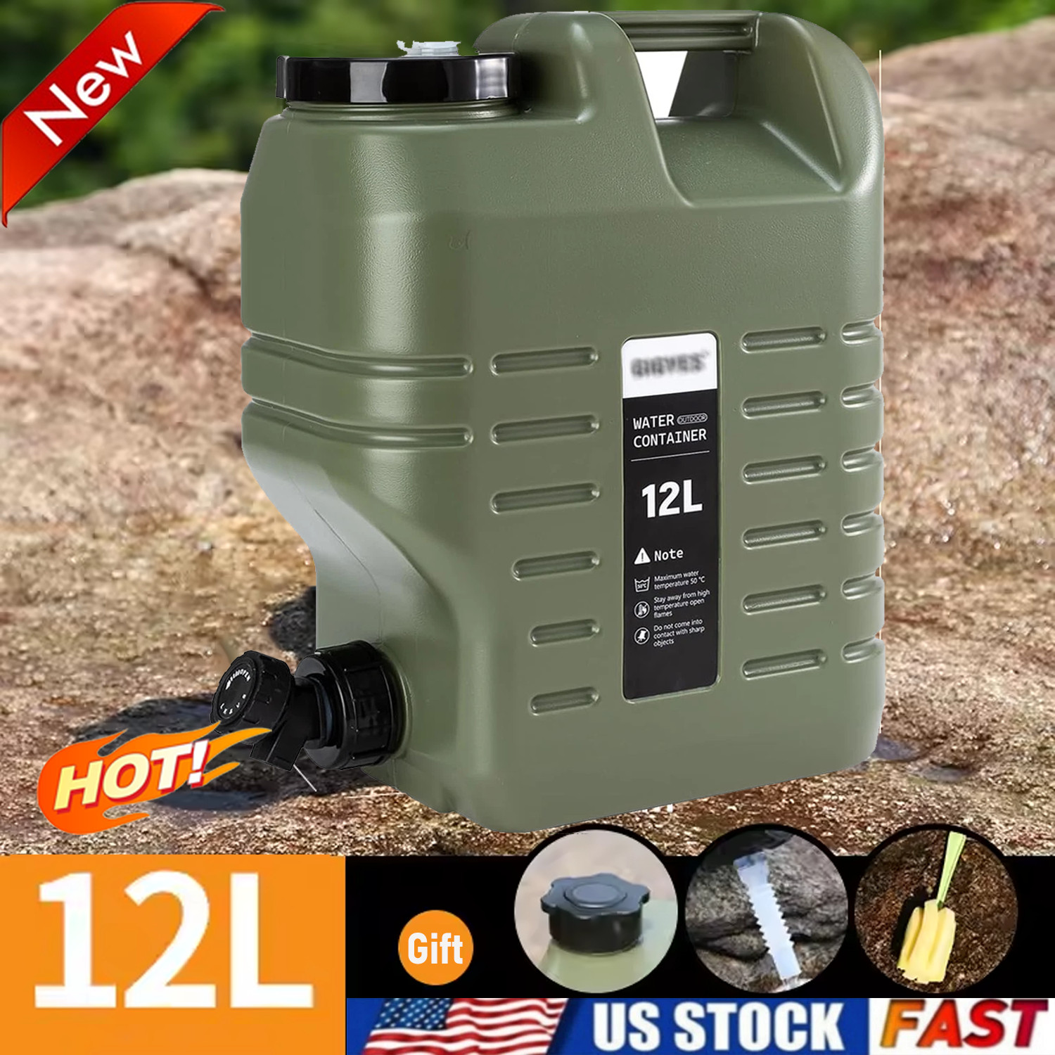 3.2 Gallon Water Jug,Camping Water Container, BPA Free Portable Water Dispenser 3.2 Gallon Water Jug,Camping Water Container, BPA Free Portable Water Dispenser