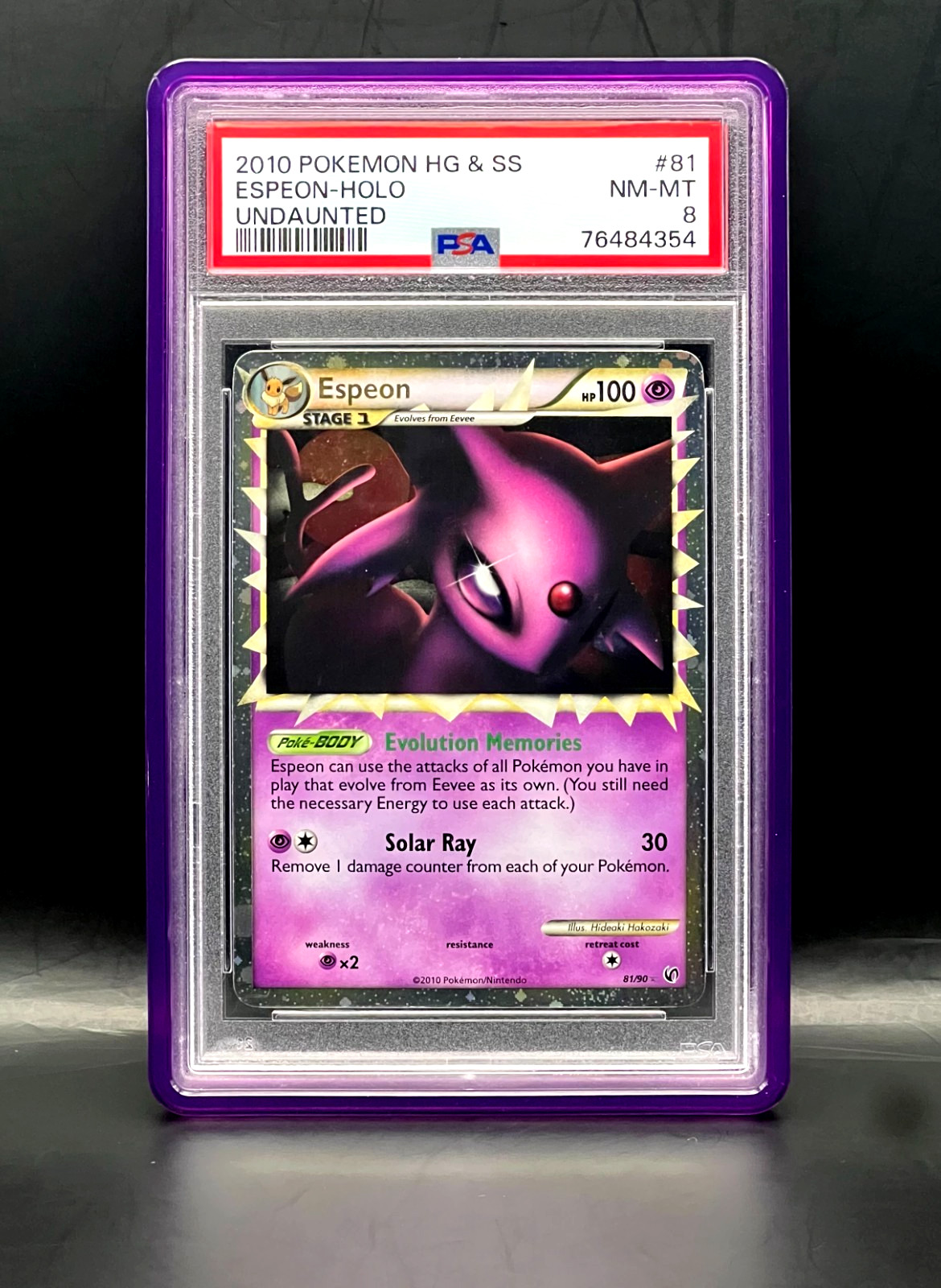 Espeon Prime 81/90 Ultra Rare Holo -2010 Pokémon HG & SS Undaunted PSA 8 NM-MT