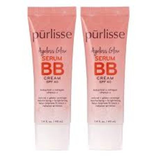 Purlisse Ageless Glow Serum BB Cream with SPF 40, Light Medium 1.4 oz Pack of 2