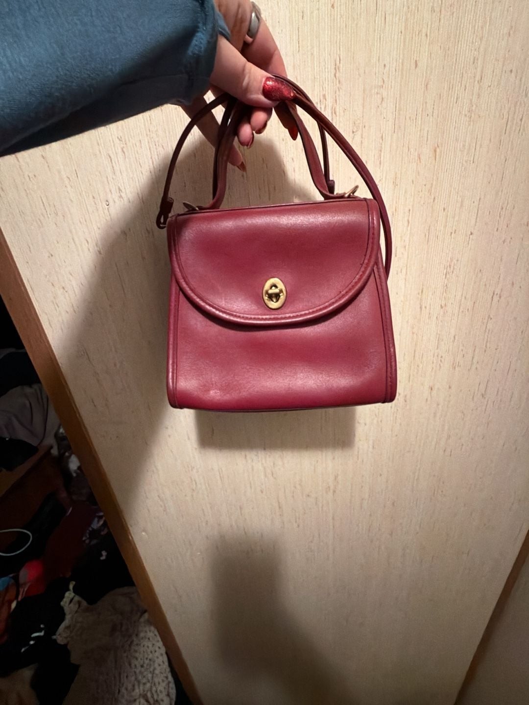 Coach Vintage Emmie Flap Oxblood Red Leather Crossbody Bag
