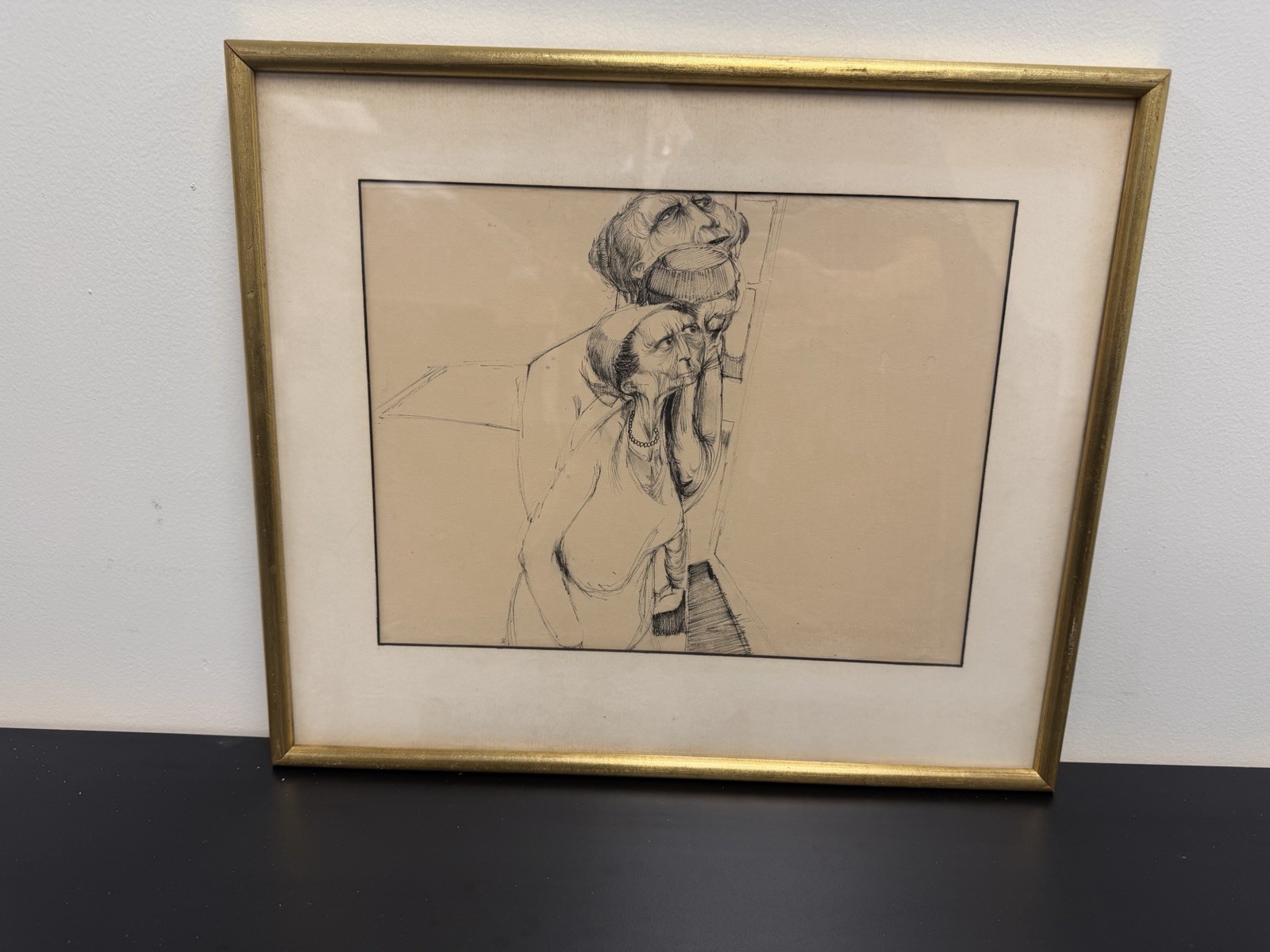 Max Beckmann Self Portrait and Wife Drawing With Provenance