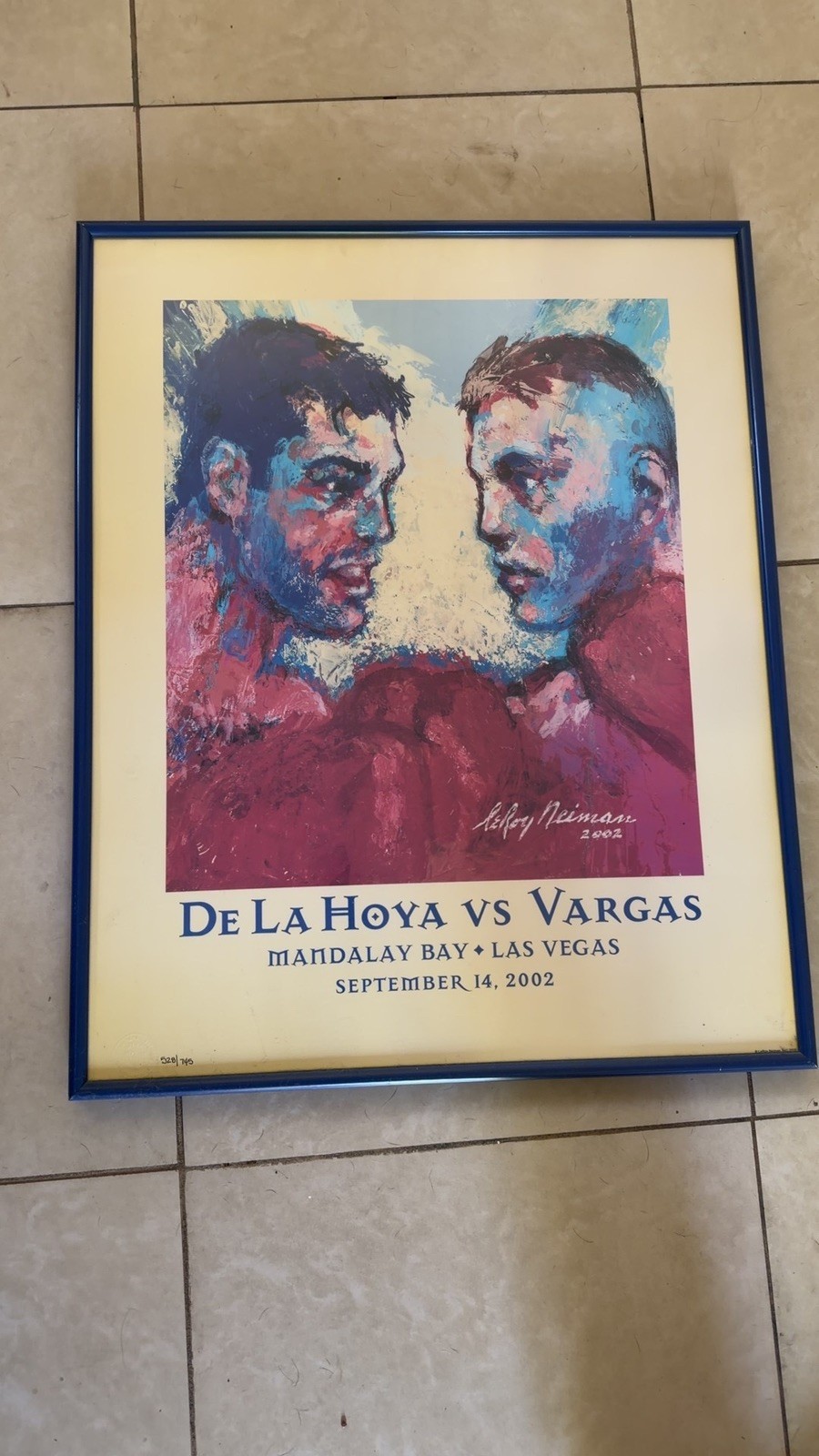 De La Hoya vs. Vargas painting fight by LeRoy Neiman SIGNED & framed. 528/745