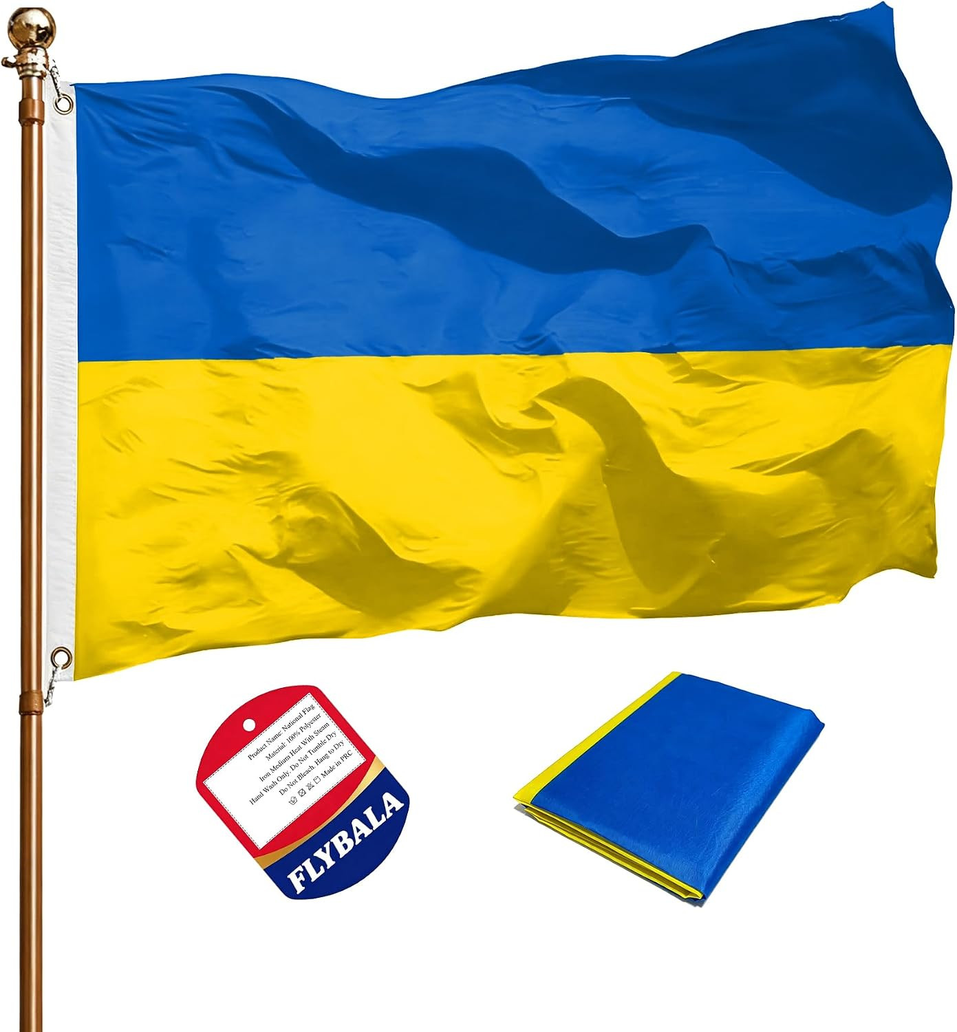 Ukraine Flag 3X5 Ft, Polyester Ukrainian National Flag Double Stitched Brass