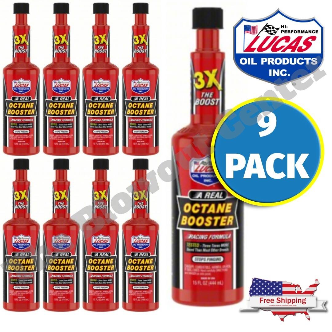 9-PACK of LUCAS OCTANE BOOSTER Racing Formula - 15oz Bottles - 