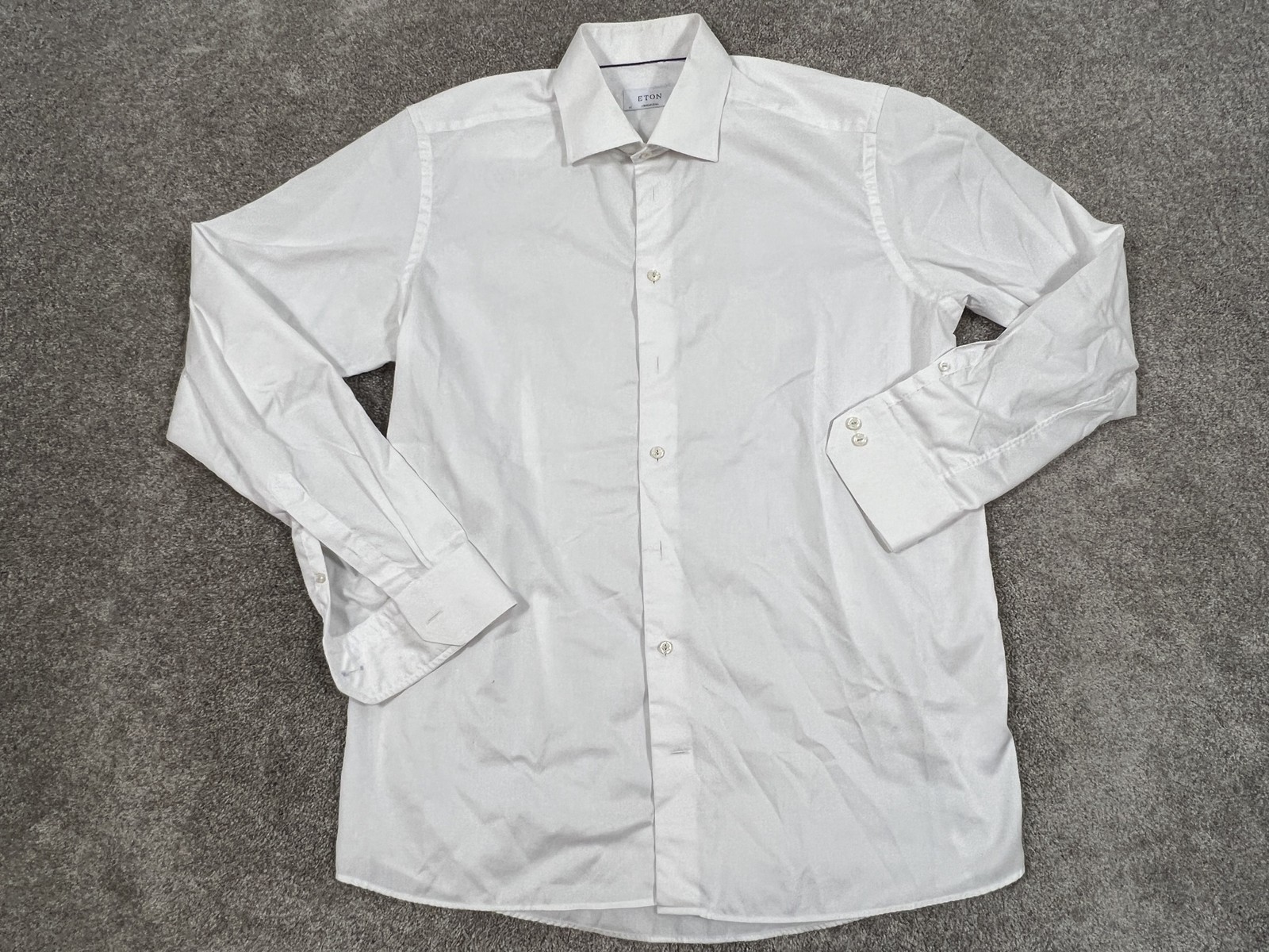 Eton Shirt Mens 17 43 White Contemporary Fit Dress Button Cotton Long Sleeve