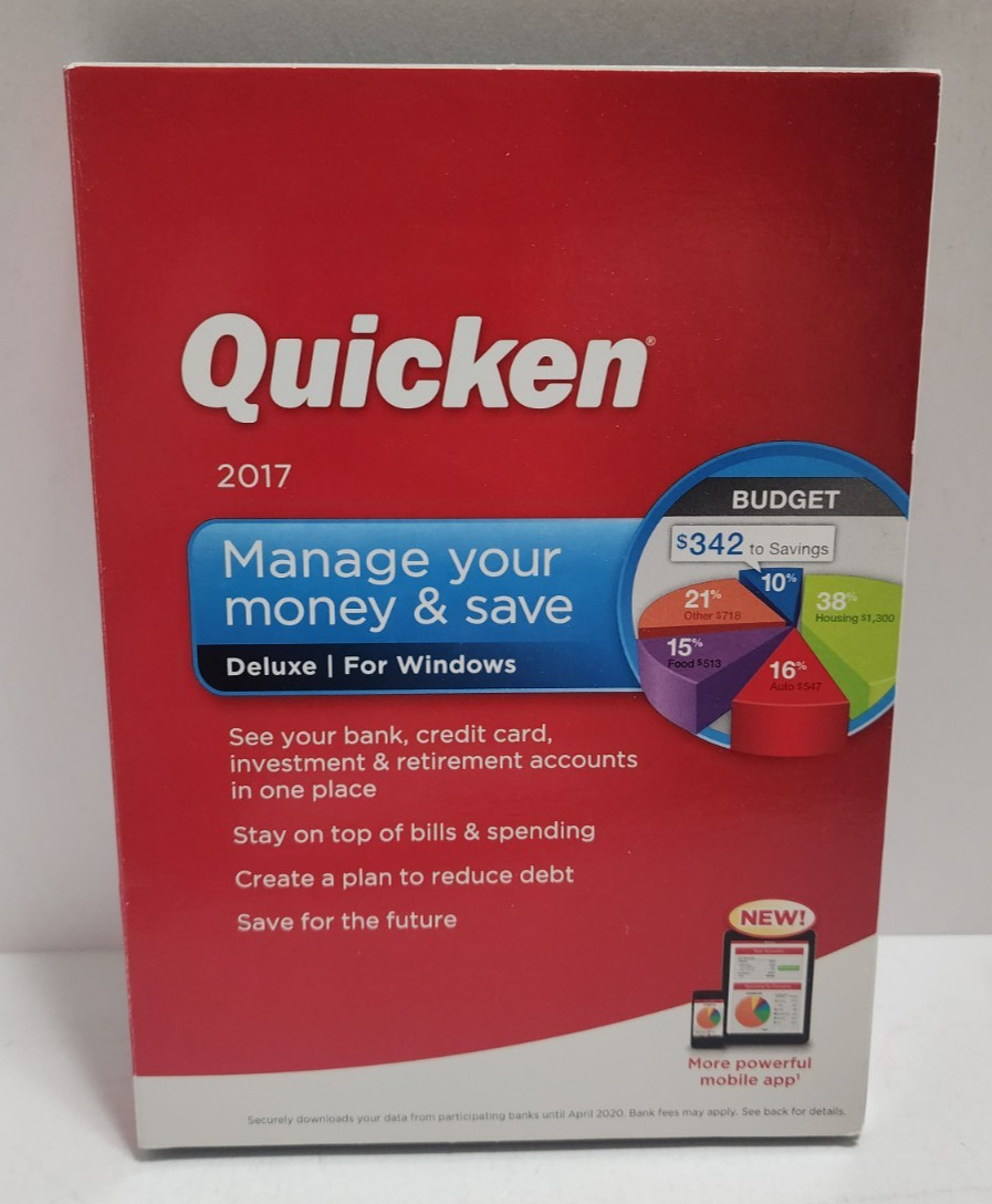 Intuit Quicken 2017 Deluxe For Windows Software Disc READ BEFORE PURCHASING