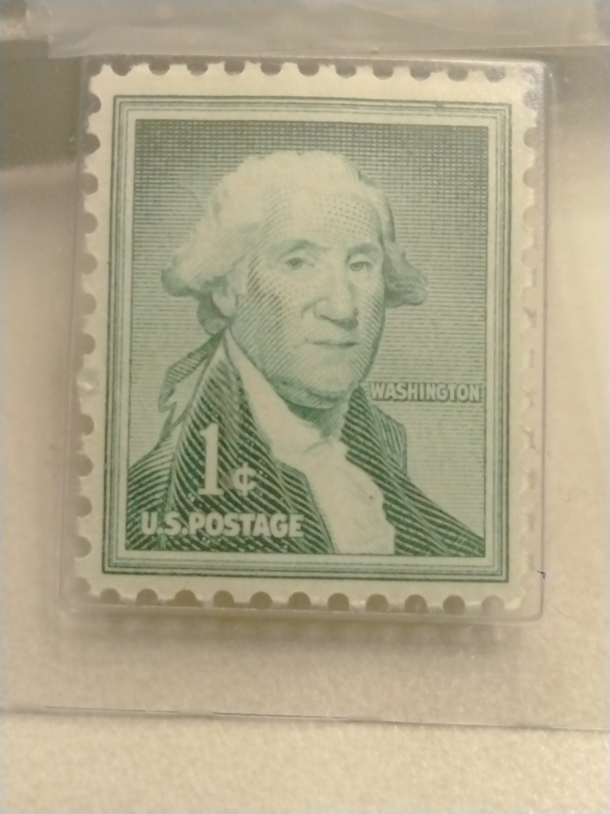 Uncirculated 1954 George Washington 1 ¢ Cent Stamp Rich Green Color Original Gum