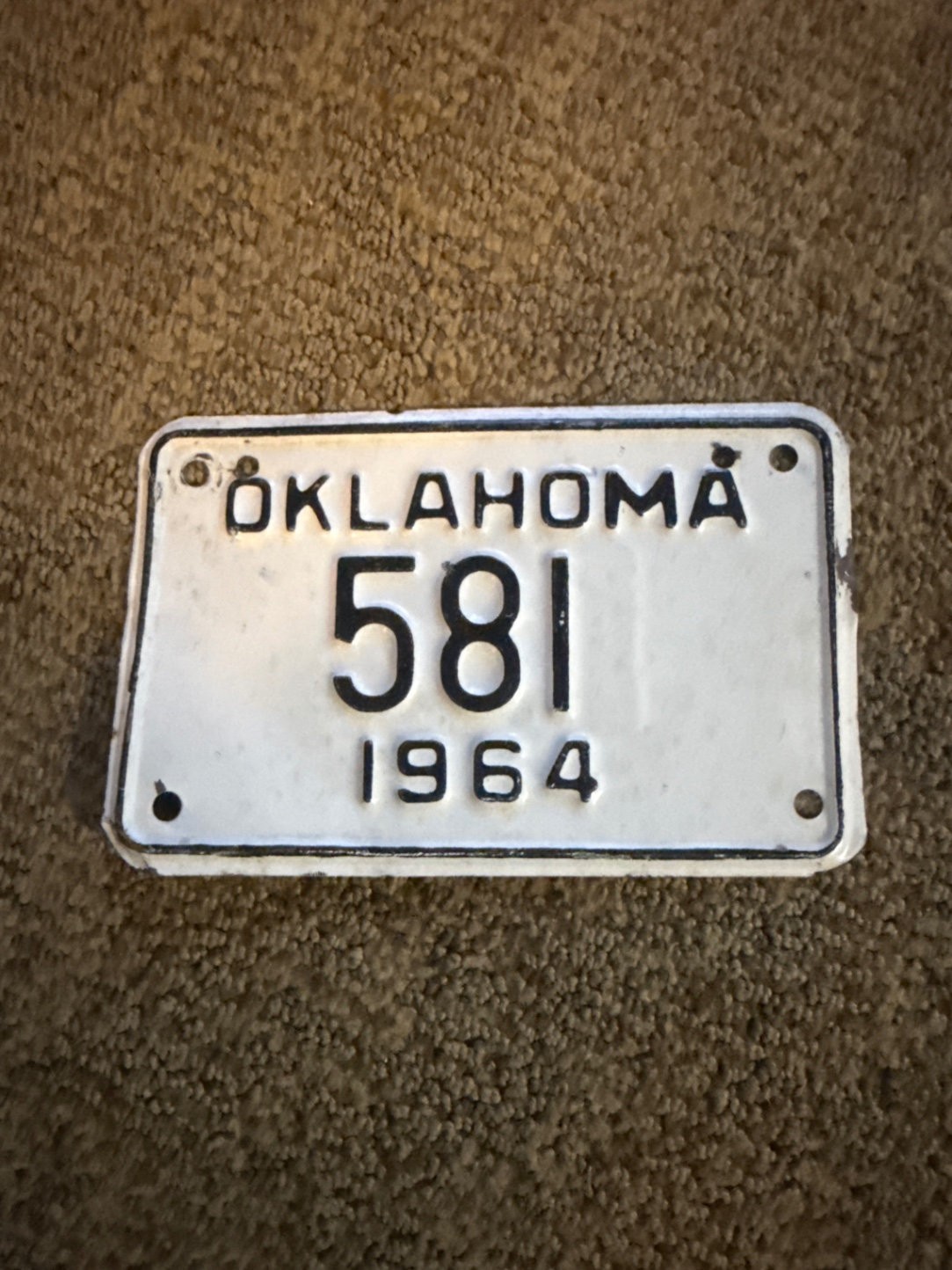 Vintage 1964 Oklahoma Motorcycle License Plate #581
