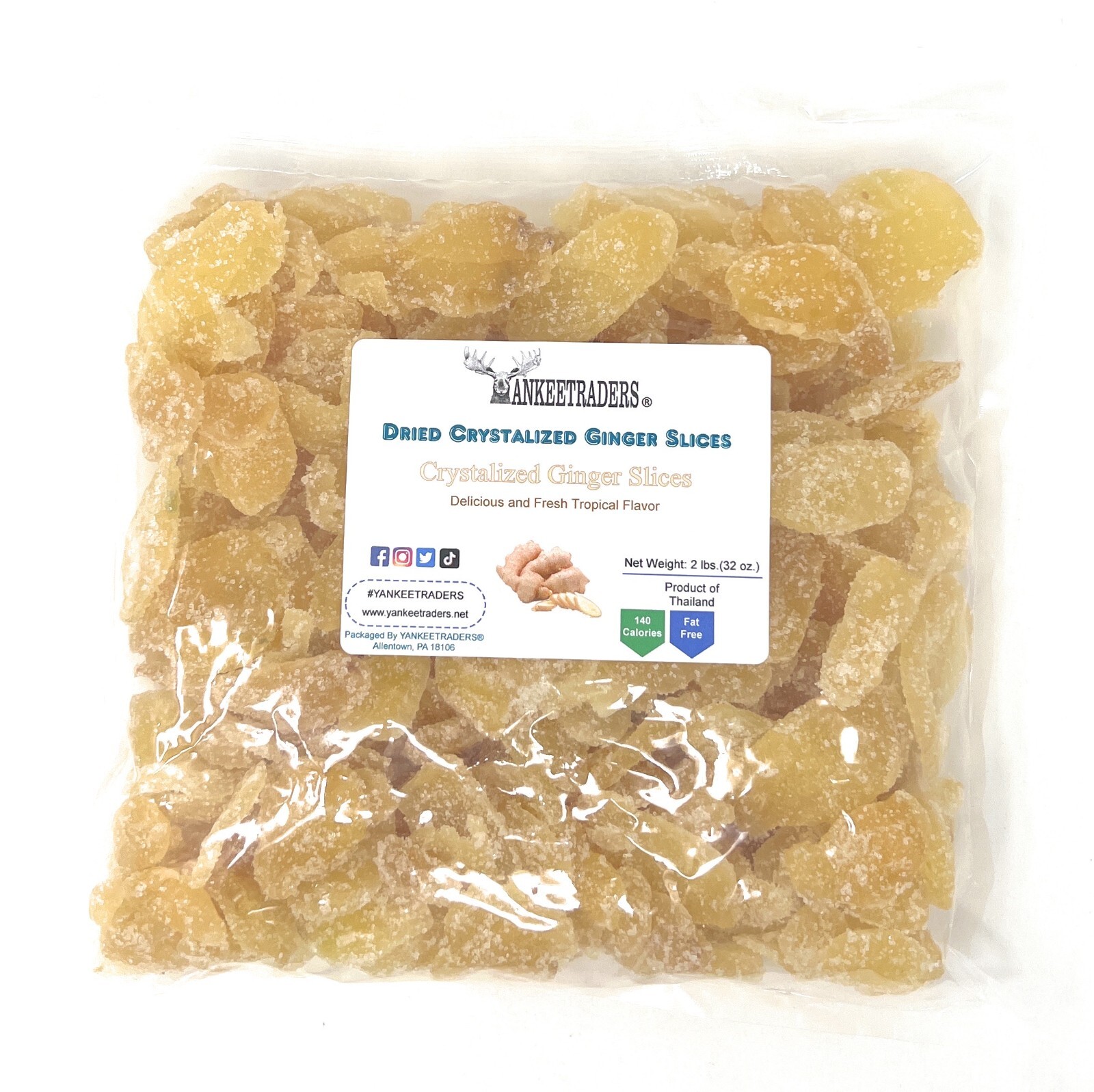 Dried Crystalized Ginger Slices, 2 lbs. ~ YANKEETRADERS® ~ Dried Crystalized Ginger Slices, 2 lbs. ~ YANKEETRADERS® ~