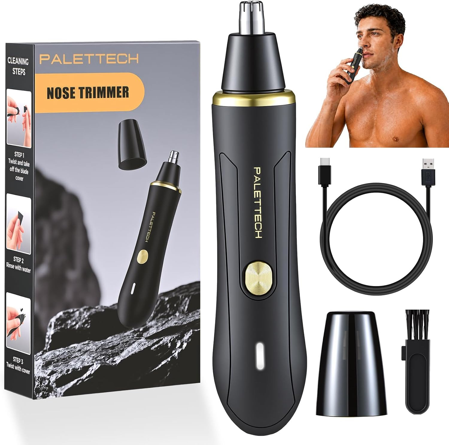 Nose Hair Trimmer for Men, Ear and Nose Trimmer for Men, USB-C Rechargeable, 650