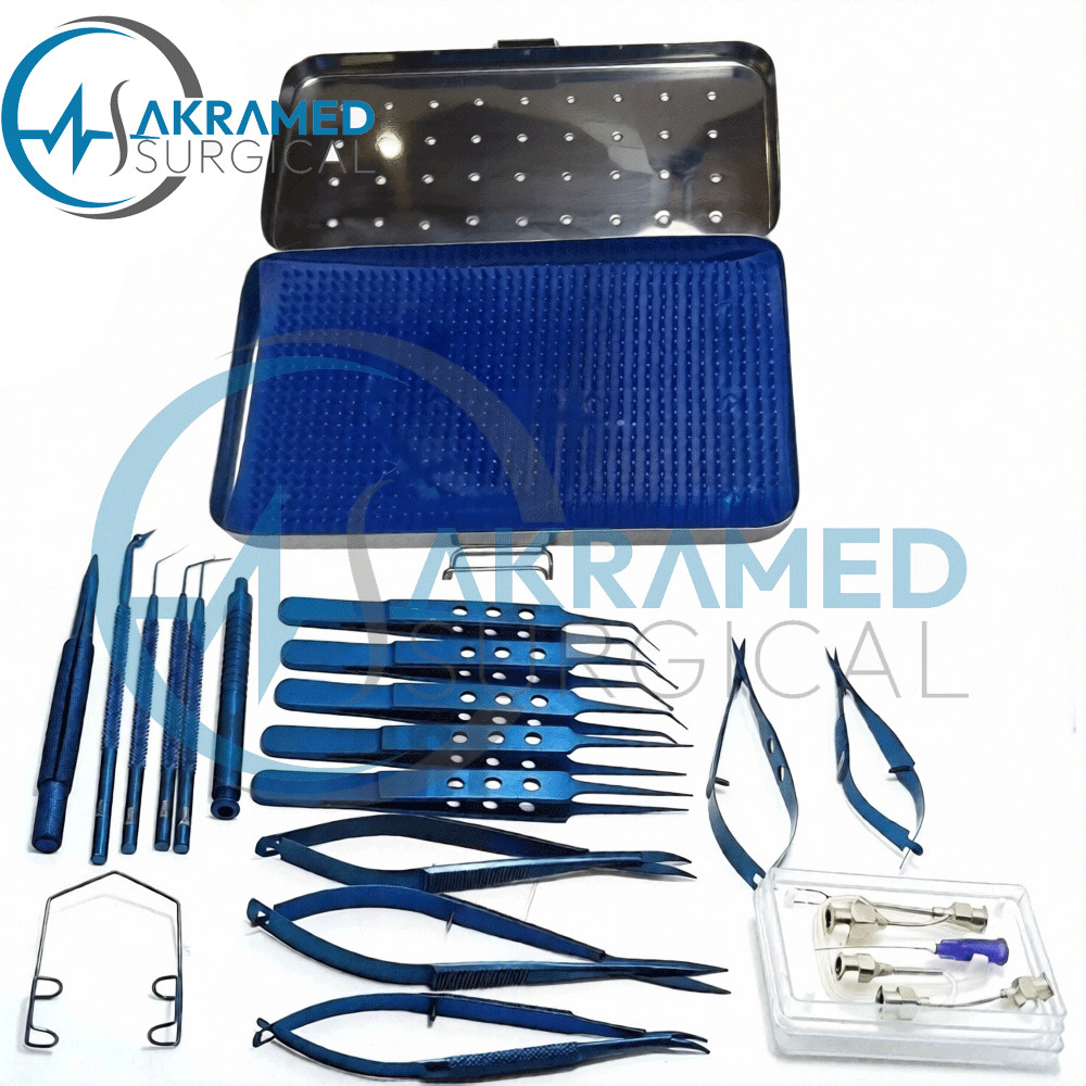 Eye Cataract Titanium Set 21 Pcs Ophthalmic Surgical Instruments Set With Box