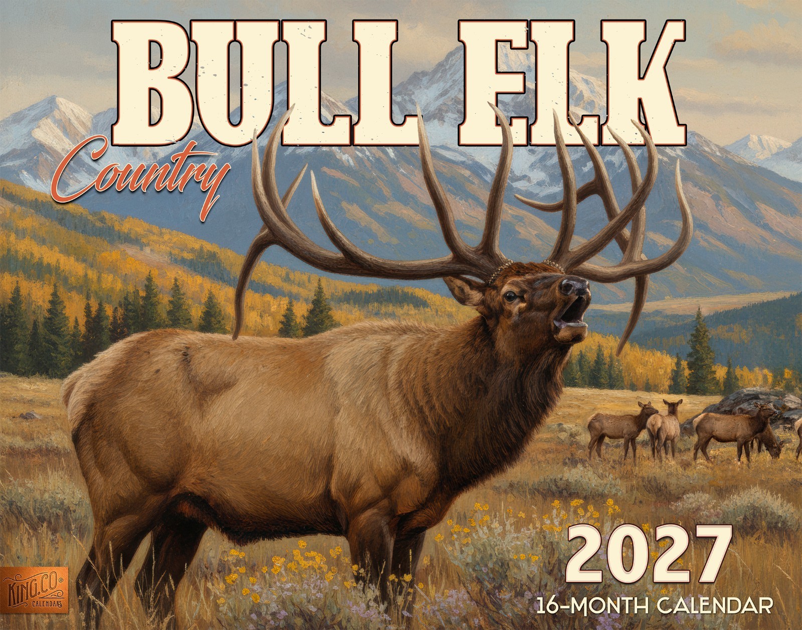 2027 Bull Elk Country Wall Calendar – 16-Month Rustic Wildlife (FREE SHIPPING)