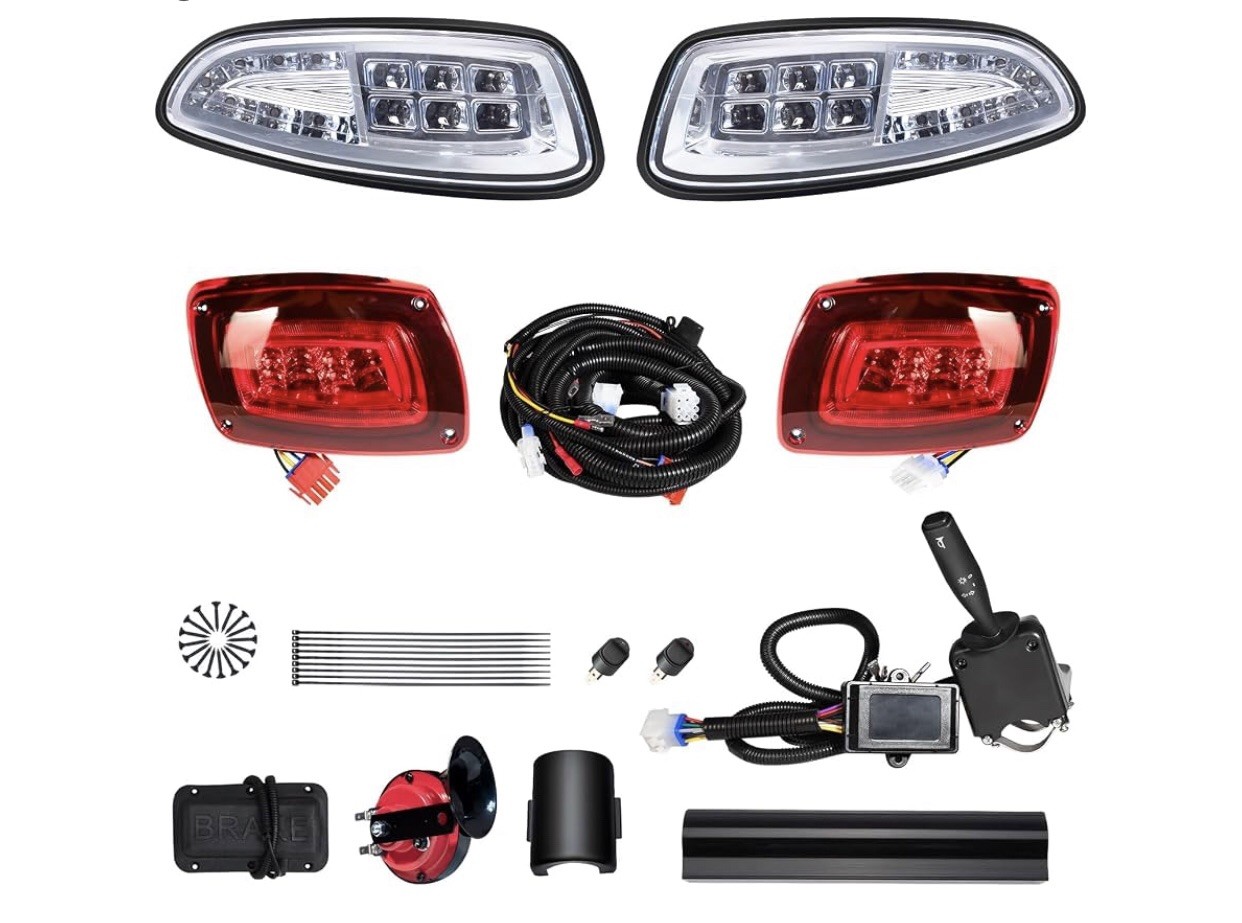 EZGO RXV Golf Cart LED Headlight & Tail light Kit Deluxe Street Package 2016-UP