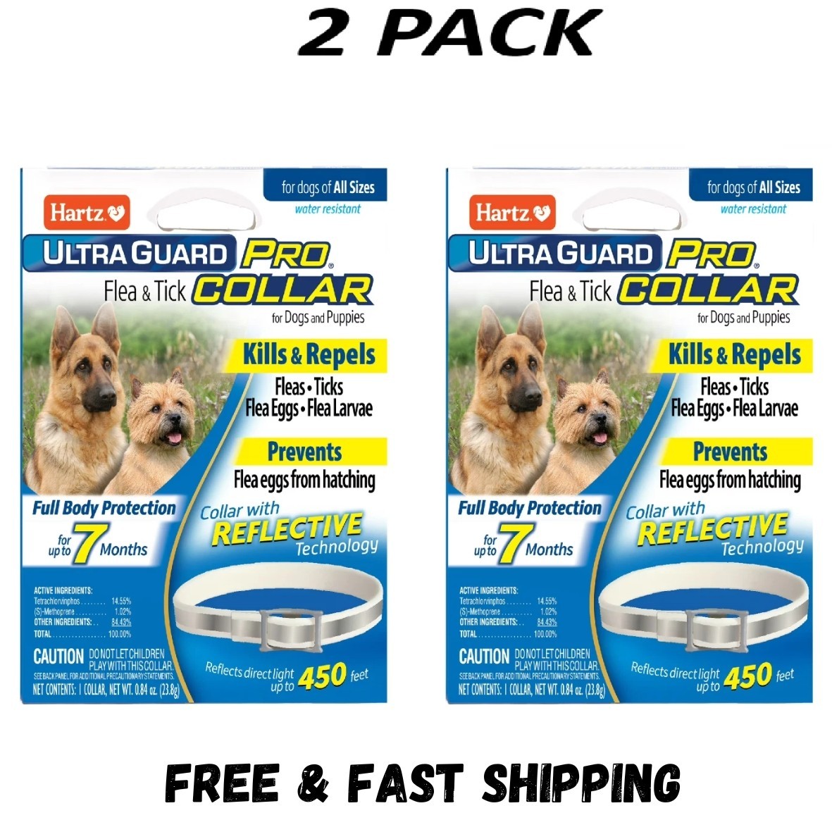 (2 Pack) Hartz UltraGuard Pro Flea & Tick Dog Collar 7 Month Protection.
