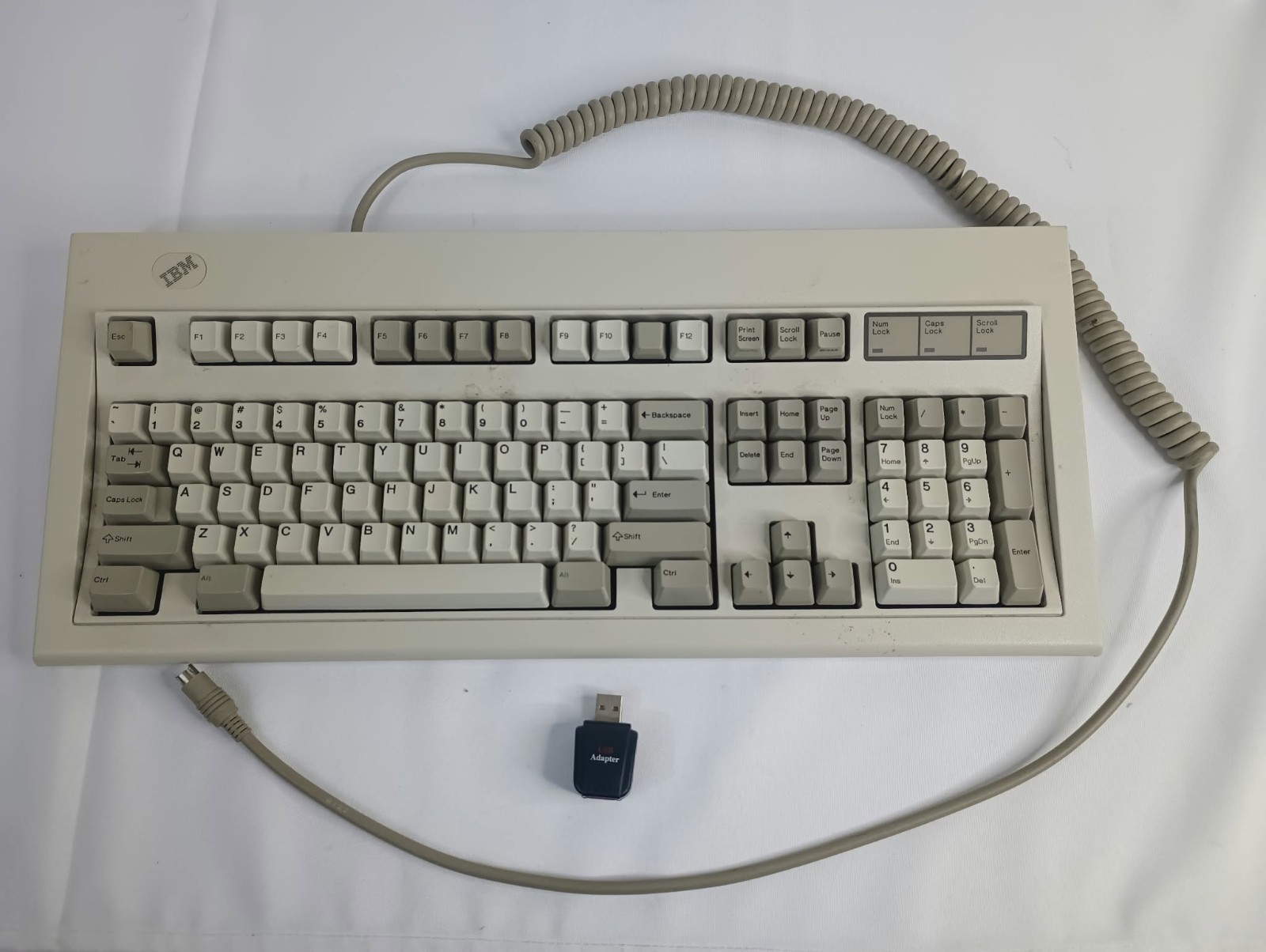 Vintage 1989 IBM PC Model M 1391401 Keyboard PS/2 Cable + USB converter WORKING