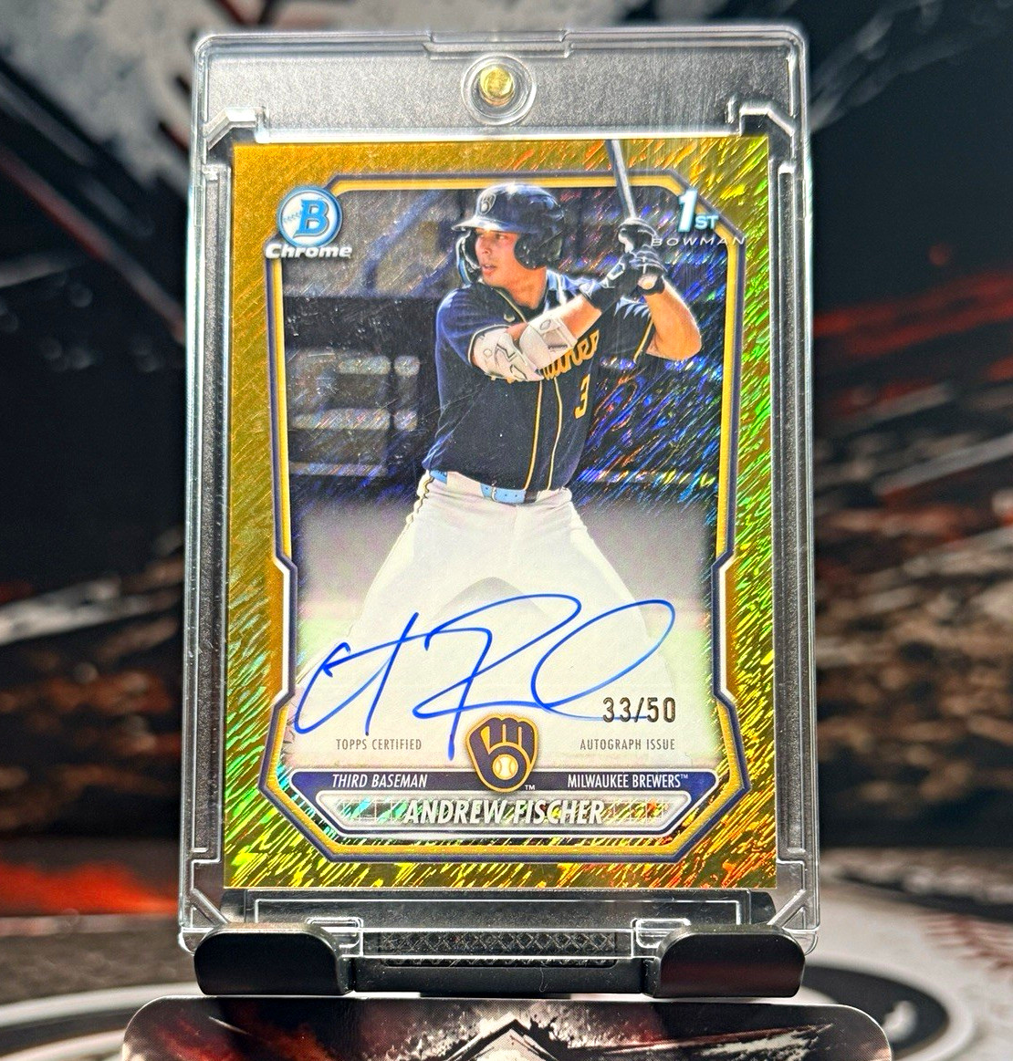 2026 Bowman Chrome Andrew Fischer CPA-AF Auto Gold Shimmer 33/50 Brewers 2026 Bowman Chrome Andrew Fischer CPA-AF Auto Gold Shimmer 33/50 Brewers