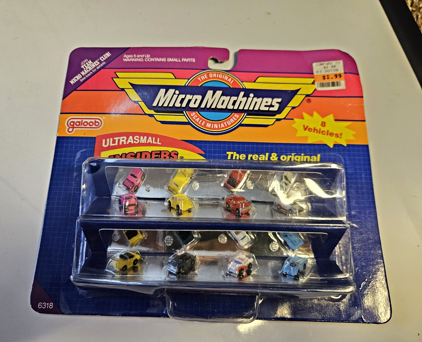Vintage Micro Machines Ultrasmall Insiders Real & original Rare 8-Car Set Galoob