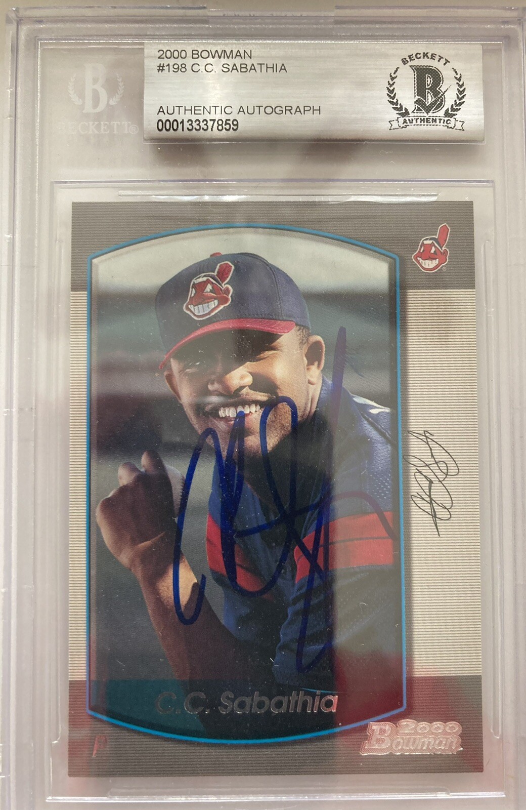 C.C. Sabathia Signed 2000 Bowman Rookie Card BAS Encapsulated Autograph JSA