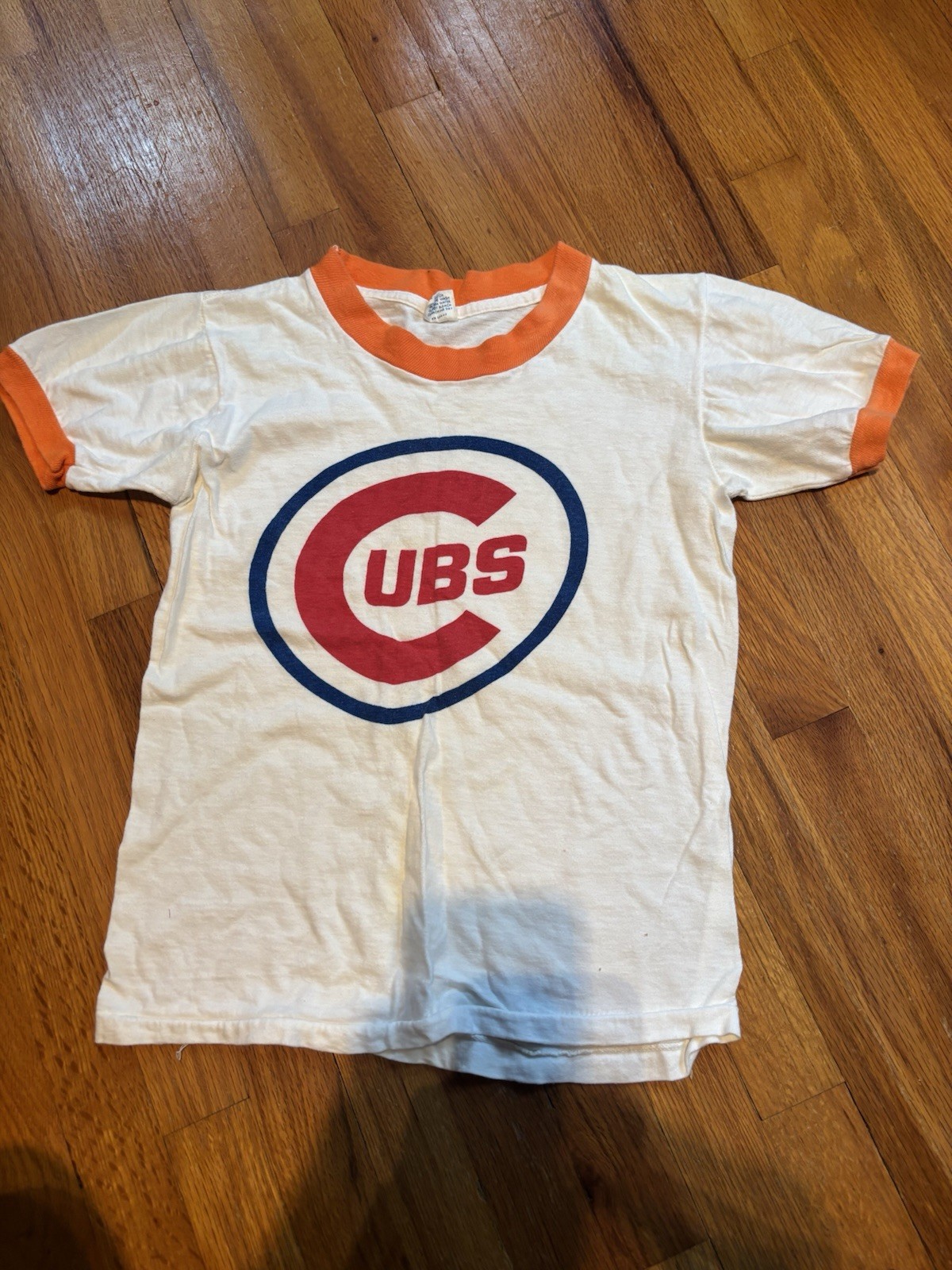 VTG 70s Chicago Cubs Ringer T Shirt Youth L 14-16 Fits Smaller Artex Bullseye