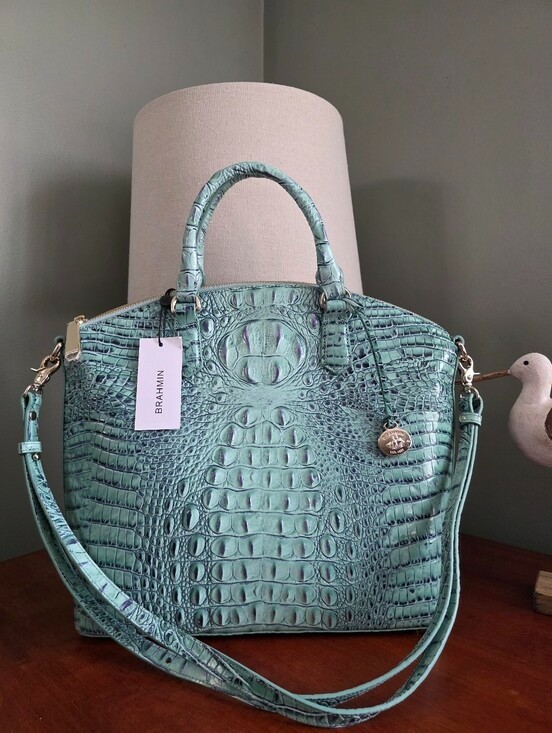 Brahmin Large Duxbury Satchel Biscay Melbourne Teal Leather Bag Purse NWT Brahmin Large Duxbury Satchel Biscay Melbourne Teal Leather Bag Purse NWT