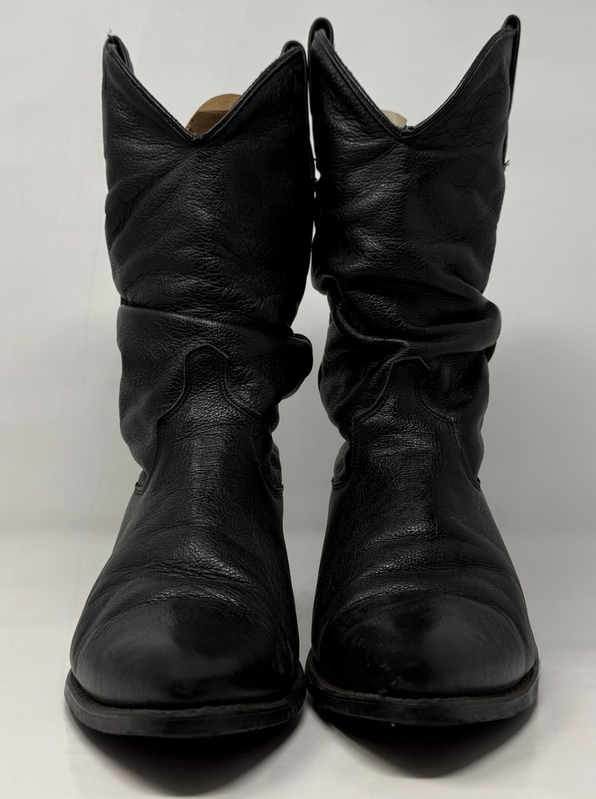 Vintage Durango Men’s Black Leather Western Roper Cowboy Boots Made USA