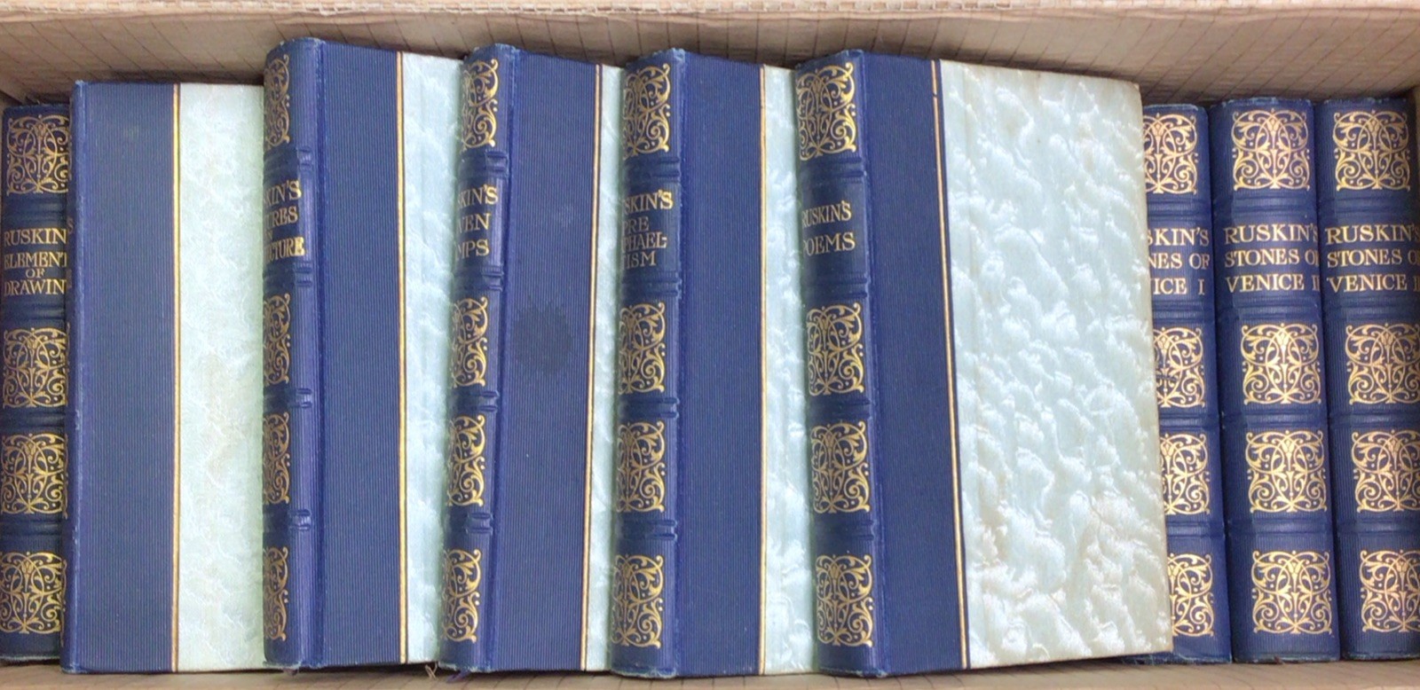 (John Ruskin)vintage set of 20 books, modern painters/stones of venice etc