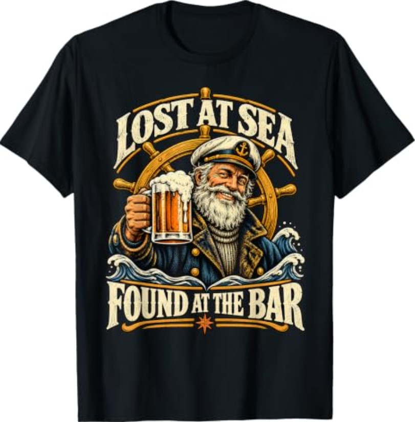 Vintage Sailor Captain Drinking Nautical Humor T-Shirt