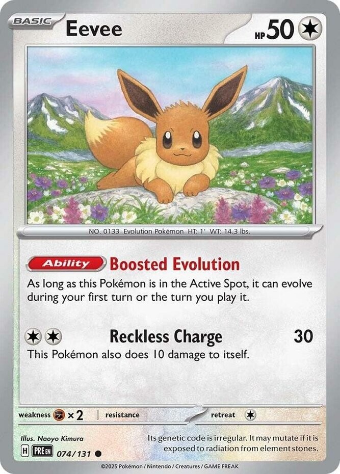 Eevee - 074/131 - Common (Near Mint) Prismatic Evolutions - Colorless Pokémon