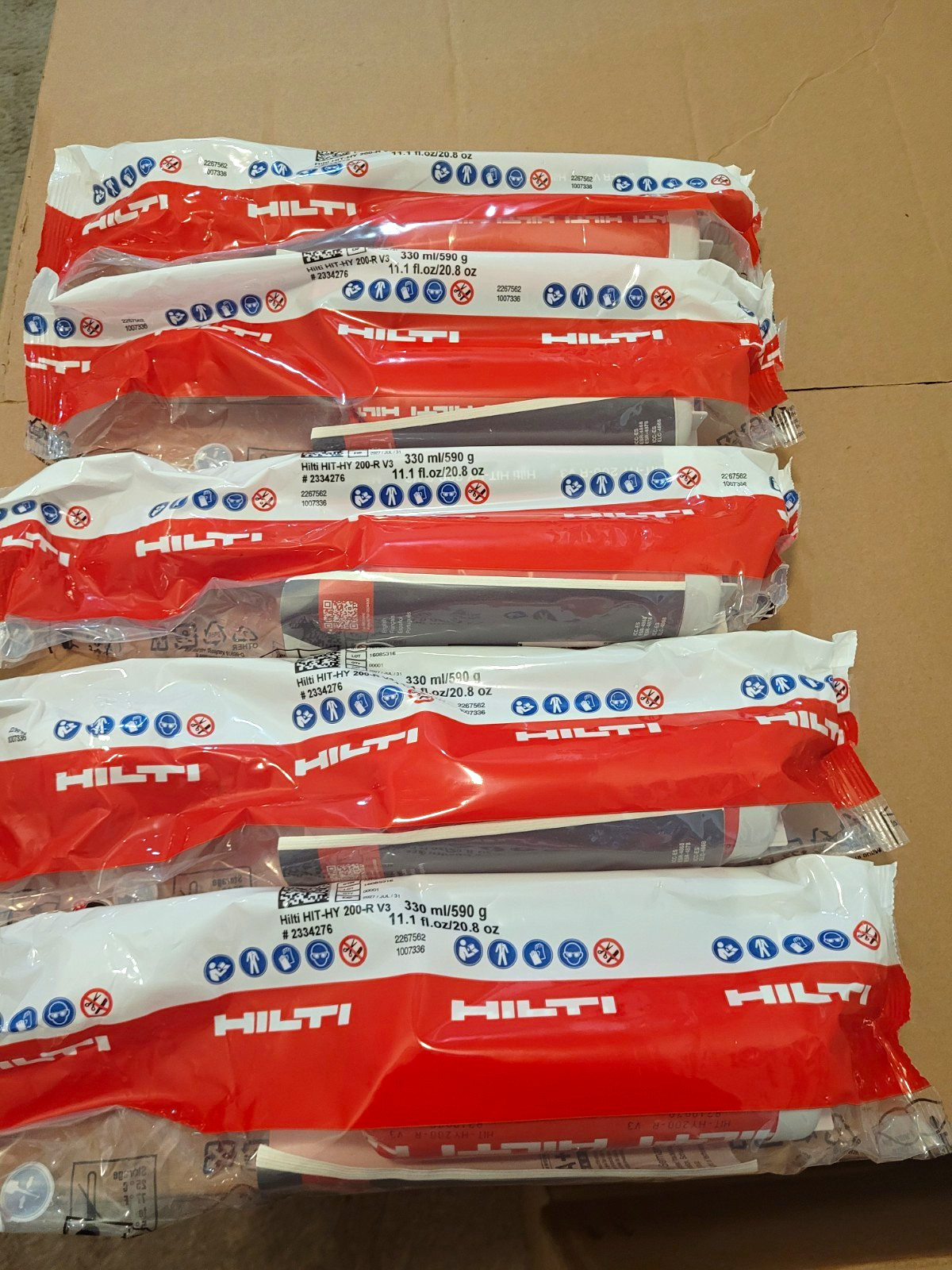 5pack Hilti HIT-HY 200-R V3 330/1 Epoxy ( 2334276 Exp 2027/Jul/17 5pack Hilti HIT-HY 200-R V3 330/1 Epoxy ( 2334276 Exp 2027/Jul/17