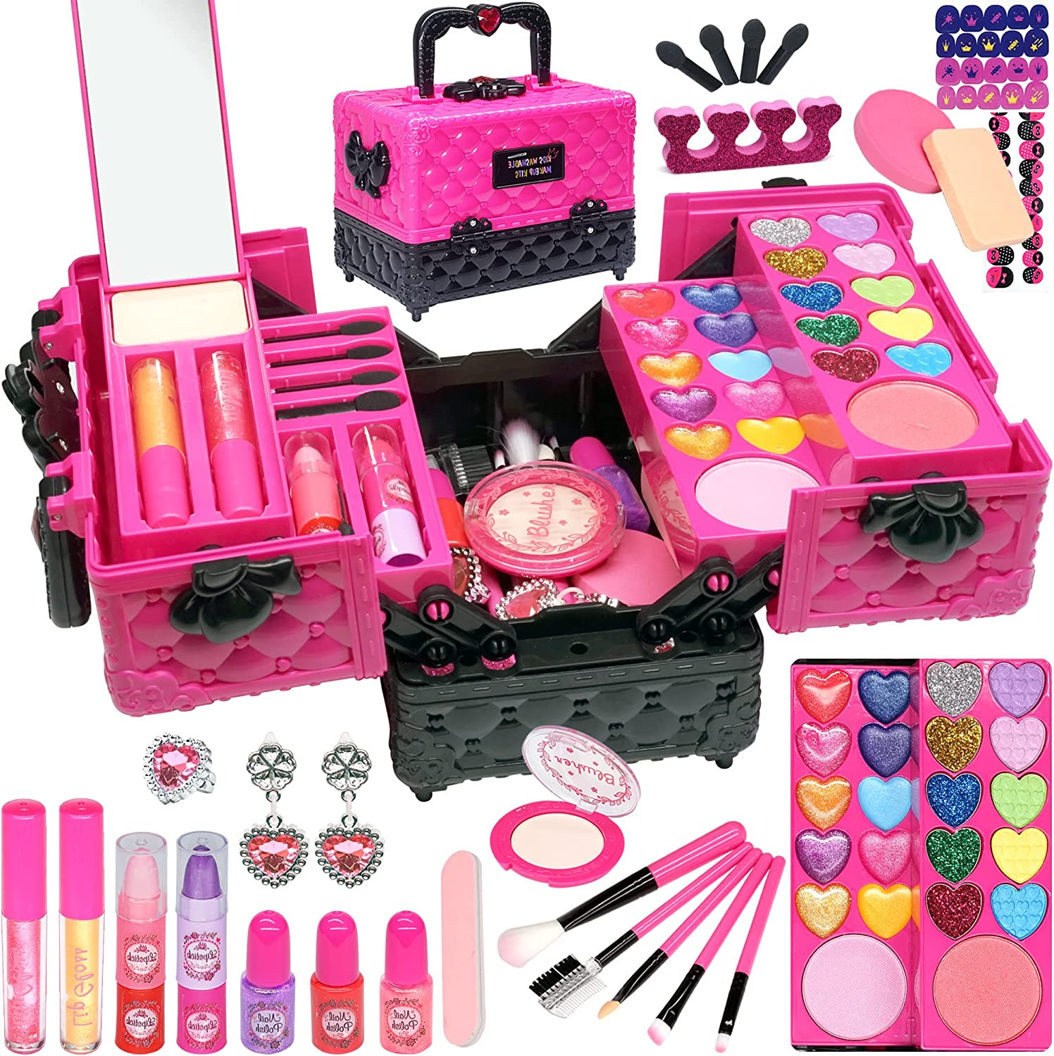 Kids Makeup Kit for Girl - 52 PCS Safe and Washable Makeup for Kids, Real Girls Kids Makeup Kit for Girl - 52 PCS Safe and Washable Makeup for Kids, Real Girls