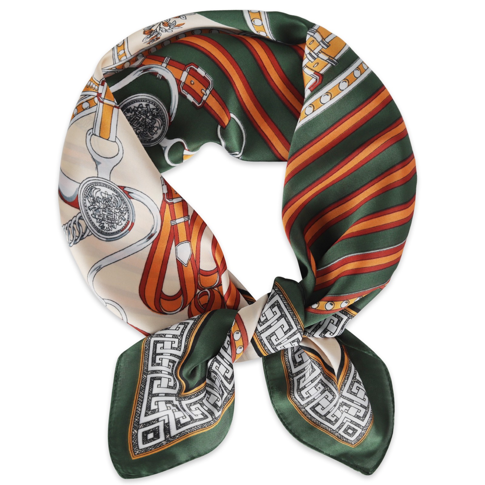 Luxury  Equestrian Gear Print Square Scarf - Retro Elegant Style