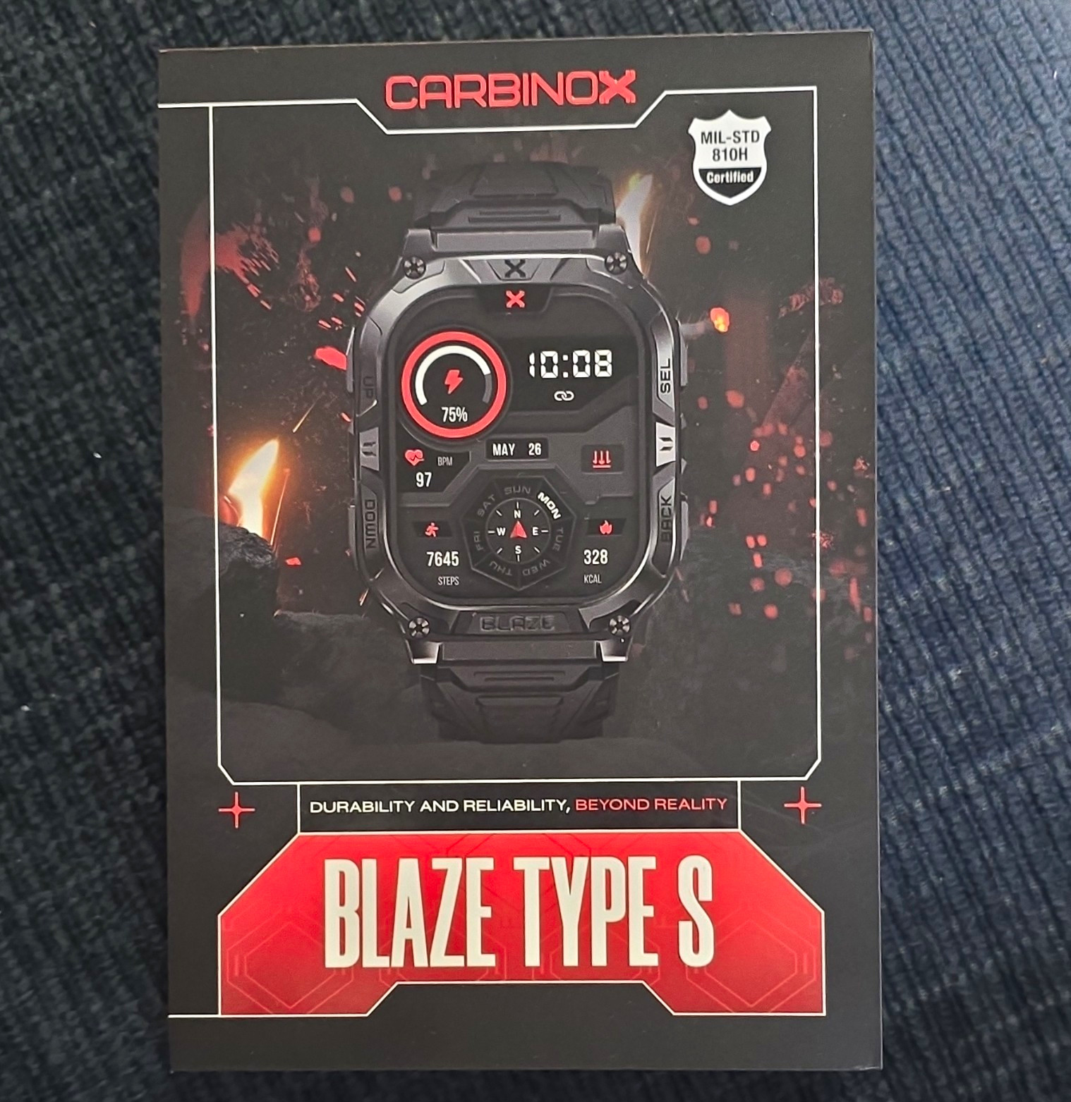 Carbinox Blaze Type S Smartwatch 49mm Black Rubber Band Altimeter Compass Carbinox Blaze Type S Smartwatch 49mm Black Rubber Band Altimeter Compass